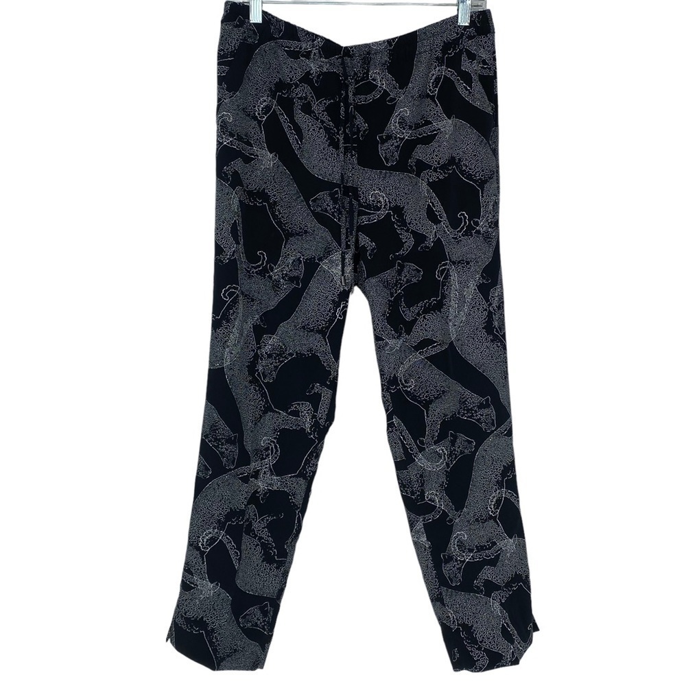 The Limited leopard cat black & white print wide leg pant, M